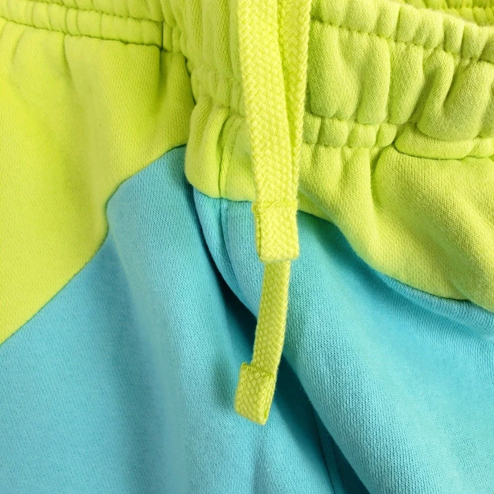 Nike Colorblock Sweat Shorts Mens M Blue Lime Green Streetwear Athleisure